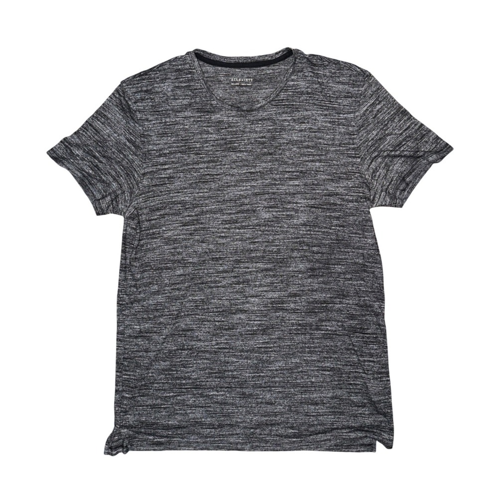 AllSaints Midterm Short Sleeve Crew T Shirt Gray Marl Tee Minimalist Grunge